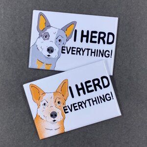 Australian Cattle Dog Magnet Handmade Pet Portrait Art Decor -Red or Blue Heeler